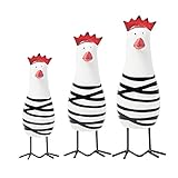 Hosuho 3 Stück Geschnitzte Hühner aus Holz, bemalt für Basteldekoration, handgefertigte Huhn Figur für Schlafzimmer, Wohnzimmer