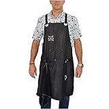 GRILLNOVATIONS Küchenschürze für Männer und Frauen mit Taschen, professionell, hergestellt zum Kochen, Servieren, Grillen, Grillen, Grau, Adults Small to Large