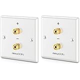 deleyCON 2 Stück Multimedia Lautsprecher Boxen Wanddose Anschlussdose Wandplatte mit Bananenstecker-Buchsen für 1 Lautsprecher (Rot/Schwarz) - Hi-Fi Surround Sound System Heimkino 2er Set