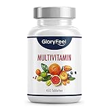 Multivitamin Hochdosiert - 450 Tabletten (15 Monate) - Alle Wertvollen A-Z Vitamine und Mineralstoffe - Unterstützt das Immunsystem** - Laborgeprüft ohne Zusätze in Deutschland hergestellt