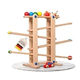 Coemo Kugelbahn Holz 7 Mobile Teile Murmelbahn ab 1 Jahr Motorikspielzeug Lernspielzeug für Babys