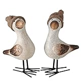ReWu Dekofigur Dekoaufsteller Kantenhocker Kantensitzer Wohndekoration Dekoration Vogel Möwe Simon Stehend Terrakotta Keramik Maritim Urlaub Meer 2er-Set