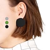 Große Statement Ohrringe rund • Flache Ohrstecker schwarz • Geometrischer Modeschmuck • nachhaltig & handgemacht • Ø 30mm