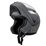 Westt Torque Motorrad Integralhelm I Motorradhelm grau I Motorrad Klapphelm I stoßfester Motorradhelm I Integralhelm Herren & Damen I Roller Helm I ECE Zertifiziert I Größe L