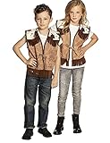 Generique - Cowboy-Weste für Kinder Western-Zubehör braun-Weiss - 122/134 (7-9 Jahre)