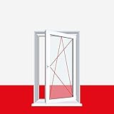 Drutex Kunststofffenster weiß Dreh Kipp 2-fach Verglasung, Anschlag: DIN Links, BxH: 800x1200 (80x120 cm), Glas: 2-Fach