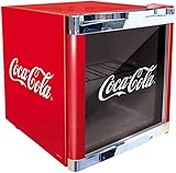 °CUBES Coca-Cola Mini Kühlschrank mit Glastür | Getränkekühlschrank 48L, leise & energieeffizient, perfekt für Getränke, Büro & Partys | 5-15°C, Rot