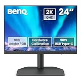 BenQ SW242Q Fotografen-Monitor (AQcolor-Technologie, 24 Zoll, 16:10 2K, 99% Adobe RGB, 98% P3, Hardwarekalibrierung, 90W USB-C, 16-bit 3D LUT, HDR10, MacBook/Windows-kompatibel)