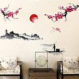 COVPAW® Wandtattoo Wandaufkleber XXL Malerei im Chinesischen Stil Wandsticker Wandbild Bilder Wohnzimmer Schlafzimmer Deco
