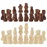 32 Stück Holz Schachfiguren, Tragbares Schachfiguren Brettspiel Set Ohne Schachbrett Reiseschach Chess Set Professionelle Figuren Holz Schachspiel für Erwachsene Ohne Brett Party Schach