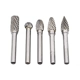 DingGreat 5 Teilig Raspel Set Hartmetall Frässtift Rotary Burr, 6 mm Schaft 10mm Kopfdurchmesser Bohrmaschine Kugelfräser + Zylinderfräser + Zapfenfräser + Konusfräser