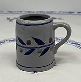 Generisch Keramik Weinkrug Mostkrug Antiker Krug aus Handarbeit 8,5 cm hoch Grau mit Blatter und Blumen Motiven