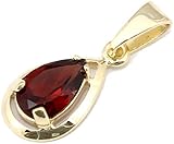 unbekannt Anhänger Gold 333 mit echt Granat Tropfen Gelbgold 8 Karat für Damen