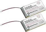 YELUFT 2 Stück 3,7 V 3000 mAh Lithium Polymer Akku 1S Wiederaufladbare Batterie mit Schutzplatine und JST 1,25 Stecker für ESP32 Entwicklungsboard