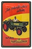 FENDT Einmannsystem, Traktor - hochwertig geprägtes Blechschild, Türschild, Wandschild, Garagenschild, Werkstatt Deko, Retro Werbeschild, 30 x 20 cm
