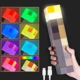 Dhqkqg LED Fackel Wandlampe, Wall Fackel Nachtlicht 28cm, USB wiederaufladbar für Nachttischlampe, 7 Farben, Ton und Licht Flamme Nachahmen, Geschenk für Gamer