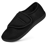 HOTUT Diabetiker Hausschuhe Damen Herren, Verstellbare Geschwollene Füße Hausschuhe, Extra Weite Walkingschuhe, rutschfest Rehaschuhe für Senioren, Breiten Klettverschluss Gesundheitsschuhe (M)