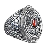 JSGHGDF Gawu Box Ringe aus Legierung mit Geheimfach für Schmuck, verstellbare Größe, öffnende Ringe, ethnisches Accessoire für, medium, Medium
