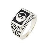 Treasure Bay Klassische Herren Sterling Silber Ring Ying Yang Symbol Ring (R)