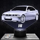Lampephoto.fr Nachttischlampe Auto E46 Miniatur-Sammlungsdekoration, Geschenkidee für Männer Auto E46 Nachtlicht Erwachsenen Schlafzimmer Deko, originelle Geschenk Weihnachtenidee für Auto-Fans.