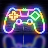 HOTUT Gamer LED Neonlicht, Spiel Leuchtreklame, Gaming Neon Schild, USB & Batterie betrieben Spielförmige Leuchtreklame für Internet Cafe Game Room Bar Party Deko, nicht dimmbare