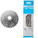 Shimano Unisex – Erwachsene Kassette 9 Fach, Silber & Fahrradkette E-CNHG53C116I CN-HG53 9-Fach, 116 Glieder