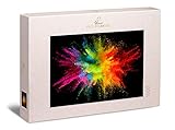 Ulmer Puzzleschmiede - Puzzle „Knallbunt“ - Farbenfrohes, modernes 1000 Teile Puzzle – Puzzlemotiv Einer bunten Farb-Pulver-Explosion auf Kontrast-Hintergrund - innovatives Motiv für Puzzle-Entdecker