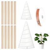 MOAZIFI Kupferdraht Elektrokultur Gartenwerkzeug, 2 Größen Spulenwickelvorrichtung mit 2,5 m Kupferdraht und 10 Holzstäben, Ideal für Pflanzenwachstum und Gartenarbeit