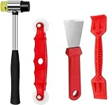 Fensterverglasungswerkzeug-Set, 4-teilig, robuste Verglasungswerkzeuge: Gummihammer, Schaufelpaddel zum Verglasen/Entlackieren, rote Fensterrolle und Stahlschaber für Fenster, Türen
