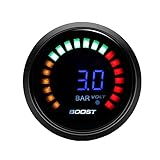 ETOPARS Automotor Kfz Fahrzeug 2 Zoll 52mm Rauch Len Digital Turbo Boost Messgerät Ladedrucka Gauge Meter Instrument Bar 20 Lichtanzeige Rennmesser