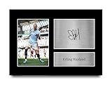 HWC Trading A4 Erling Haaland Manchester City Geschenke Gedrucktes Signiertes Autogramm Foto für Fußball Anhänger and Fans