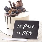 15 Stück Mini Kreidetafel und Permanentmarker Set für Preisschilder Aufsteller - Tischnummern Hochzeit - Reserviert Schilder Gastronomie - Plastik Buffet Tischkarten Kleine Tafeln zum Beschriften