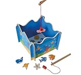 Eichhorn 100002089 - Angelspiel mit Zwei Angeln, Holzspielzeug, Geschicklichkeit, ab 3 Jahren, 16 teilig, Mehrfarbig