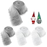 4 Stück Kunstfell zum Basteln, 180x5cm Kunstfell Band in 4 Farben, Fell zum Basteln, Furry Faux Precut Strips für Zwergenbart Weihnachtsmannhaar Wichtel DIY Basteldekoration