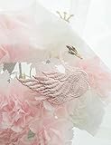 Lactraum Vorhang Kinderzimmer Mädchen Prinzessin Transparent Weiß Bestickt Rosa Schwan Krone Voile mit Universalband 100 x 245 cm