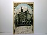 Karlsruhe. Zum Moninger. Alte, schön gestaltete Ansichtskarte / Lithographie farbig u. Golddruck, gel. 1902. Gebäudeansicht, Brauerei Gasthaus.