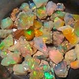ATOZ SHOPPING Natürlicher äthiopischer Opal, rau, 1 Stück (1,00 ct, 3,00 ct, 5,00 ct), erstaunlicher Multi Fire Welo Feueropal, rau, unbehandelt, rauer Edelstein, schwarzer Opal All Mix Fire 5 Carat