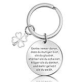 Otuuz Glücksbringer Schlüsselanhänger Motivationsgeschenke Mutmacher Geschenk Schlüsselanhänger Aufmunterung Geschenke für Freundin Freund Kollegen Kollegin zum Geburtstag (Edelstahlfarbe)