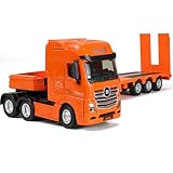 SHINESIGNAL LKW Spielzeug, 1/50 for MAX Metall Lastwagen Sattelschlepper mit Sattelauflieger Aus Modelle, Semi Truck Laster Diecast Abschleppwagen für Boys und Auto Models Sammler- Orange