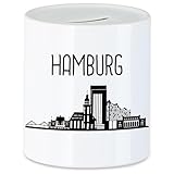 Hey!Print HAMBURG Skyline Spardose Souvenir Andenken Deutsche Großstädte Motiv Stadt Silhouette Geschenkidee Umzug