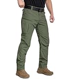 CARWORNIC Leichte taktische Hose für Herren, Ripstop, Militär-Cargohose, wasserabweisend, Outdoor, Wandern, Arbeitshose, Grün (Army Green), 38W / 30L