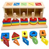 RunHero Holz Sortier & Stapelspielzeug Montessori Holzpuzzle ab 1 2 3 Jahr Grimms Steckpuzzle Holzspielzeug Sensorische Bausteine Motorikspielzeug für Kinder