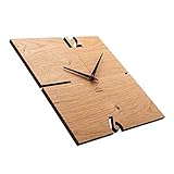 huamet Wanduhr Holz PUHR, Eiche Astig, eckig - echtes Holz, einzigartiges Design, geräuschlos ohne Ticken - Qualitätsprodukt Made in Südtirol - CH51-A-00