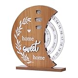 Mondförmiger Ewiger Kalender, Dauerkalender, Tischkalender, Immerwährender Kalender, Holzkalender, Rotierender Tischkalender, DIY Home Office Desktop Dekoration Geschenke