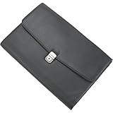 Alassio Dokumententasche Udine, Aktenmappe aus echtem Leder, verschließbare Dokumentenmappe, für A4 Format Aktentasche, 39 cm, Schwarz