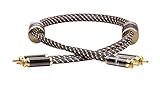 Dynavox Black Line High-End Cinchkabel Stereo, Premium RCA-Kabel mit mehrfacher Abschirmung, hochreines Kupfer, 24k vergoldete Stecker, 1 m