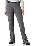 Schöffel Damen Pants Cartagena3, Zip off Trekkinghose aus kühlendem 4-Wege-Stretchmaterial, funktionale Wanderhose mit intelligentem T-Zip, Asphalt, DE 38