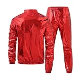 Generisch Herren Trainingsanzug in Glanz-Optik - Zweiteiliger Jogginganzug aus glänzendem Material | Auffälliger Wet-Look Anzug für Party, Club und Sport