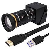 4K Kamera USB3.0 HDMI Dual Output Videokamera mit Zoom für Computer Laptop TV, Manueller Fokus Streaming Webcam Nahaufnahmekamera mit 5-50mm Teleskopobjektiv, H.264 4K 60fps High Speed PC Kamera