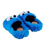 United Labels Sesamstraße 3D Hausschuhe Plüsch Cookie Monster, Blau, 44/46, Pantoffeln mit Fell und Anti Rutsch Noppen, Slipper